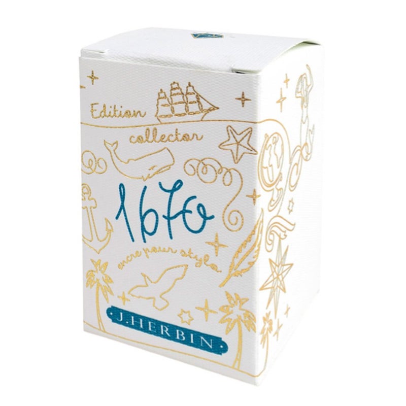 HERBIN J. Herbin 1670 Anniversary Inks - Gold Sheen 50 ml Bottled - Emerald of Chivor (Emerald Green-Blue Ink) - Image 2